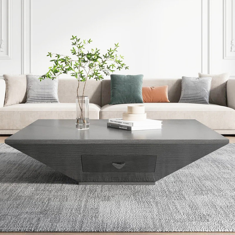 Latitude Run® Jecoa Modern Square Drum Coffee Table, Minimalist Wood